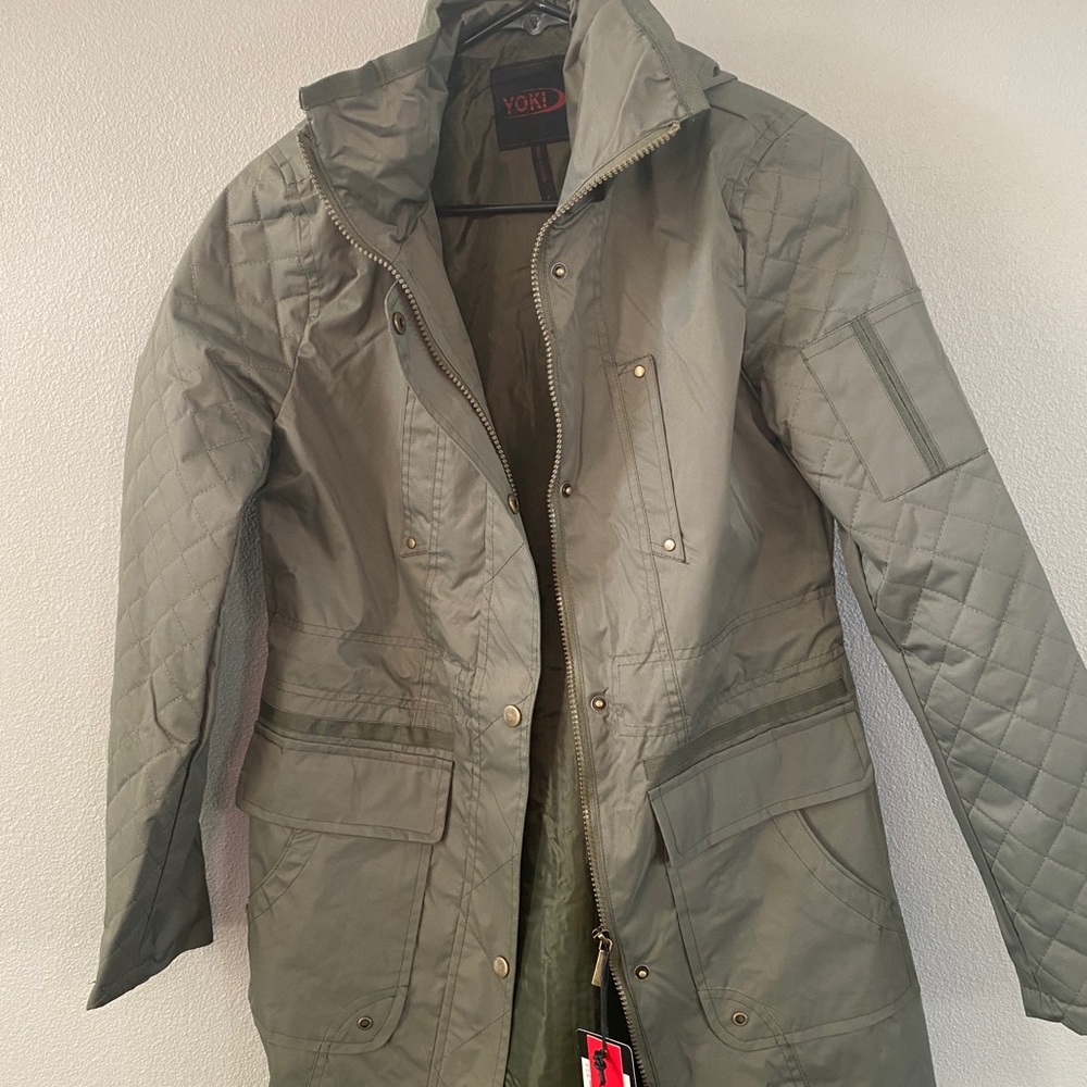 Olive quilted sleeve Anorak - small